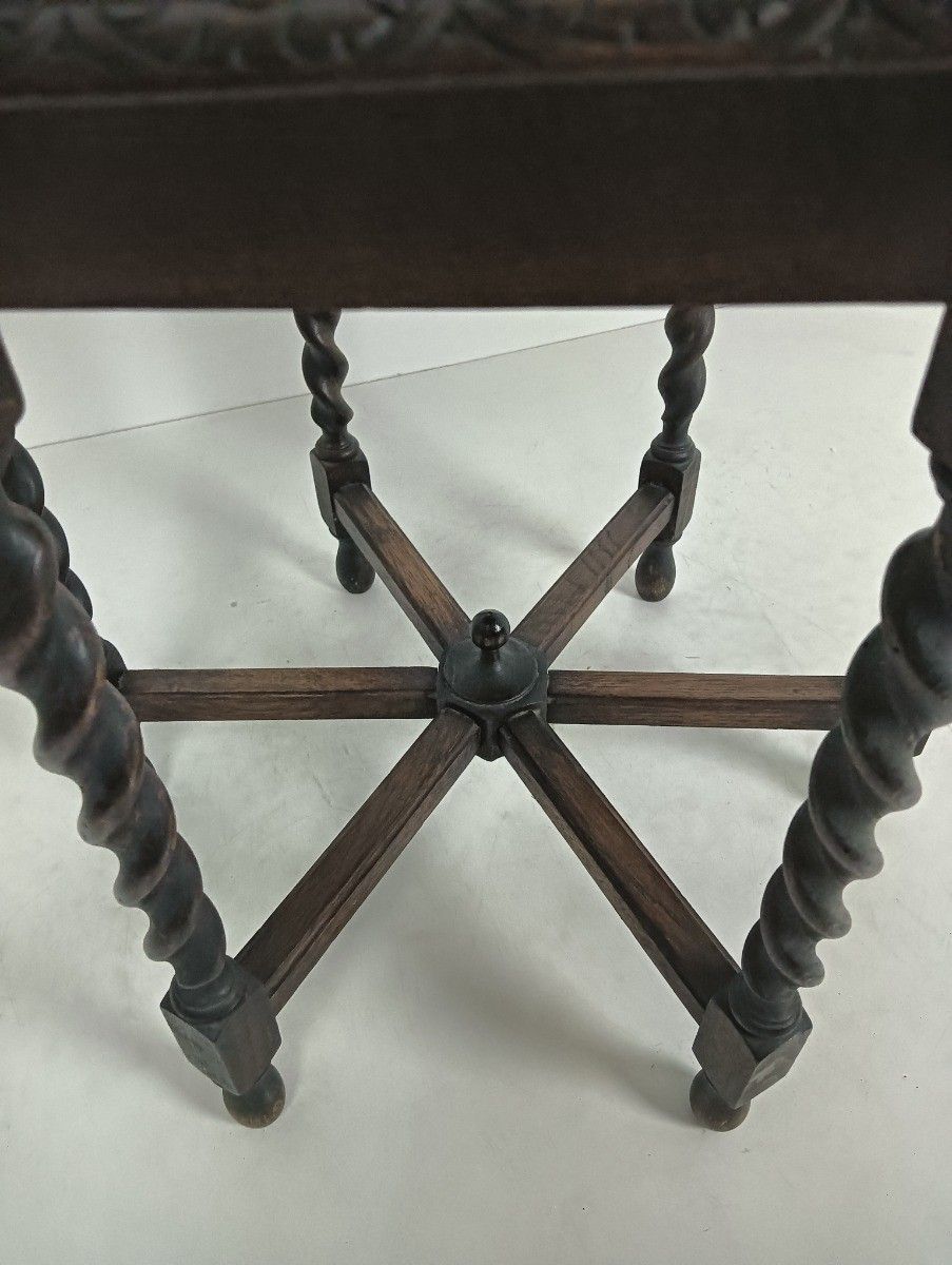Side Occasional Coffee Table Hand Carved Wood Barley Twist Ornate Sextagon Beaut photo furniture