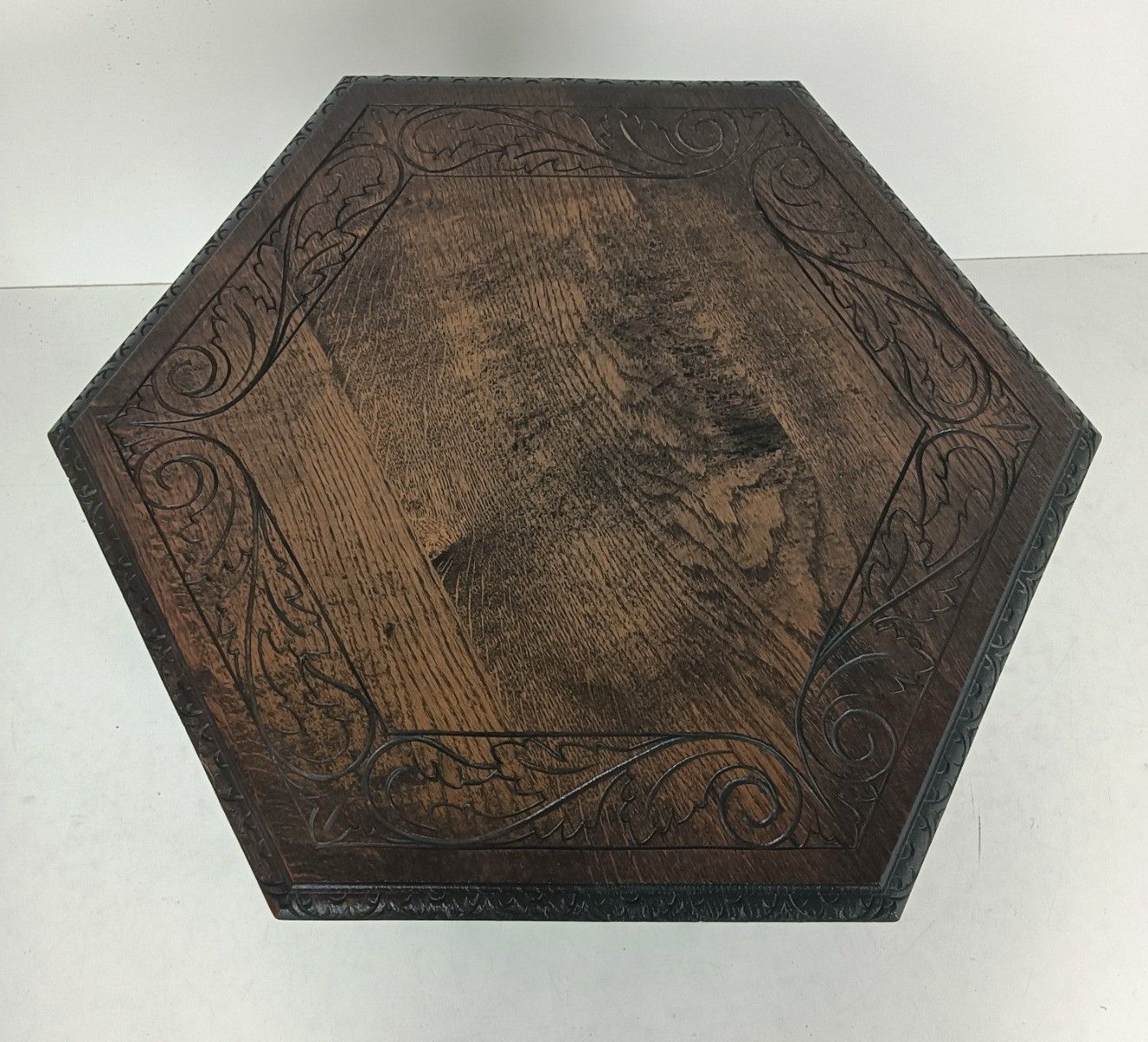 Side Occasional Coffee Table Hand Carved Wood Barley Twist Ornate Sextagon Beaut photo Furniture