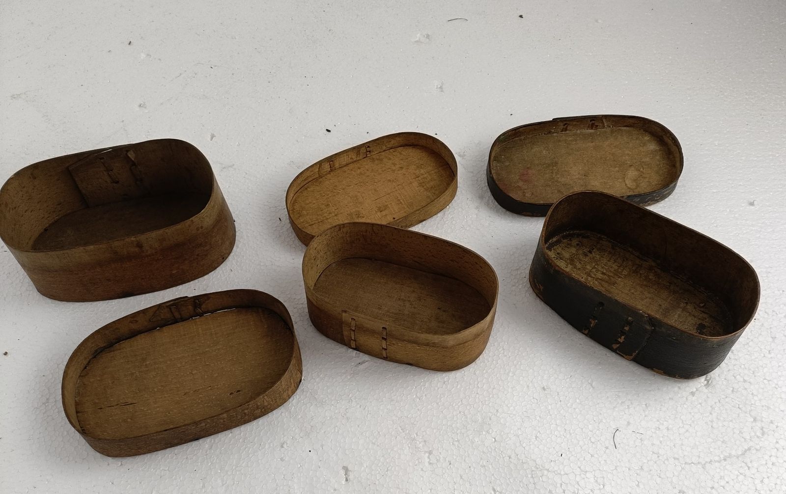 Set Of Three Small Antique  Wooden Cheese Boxes  Bent Wood Primitive Htf Art Nou photo furniture