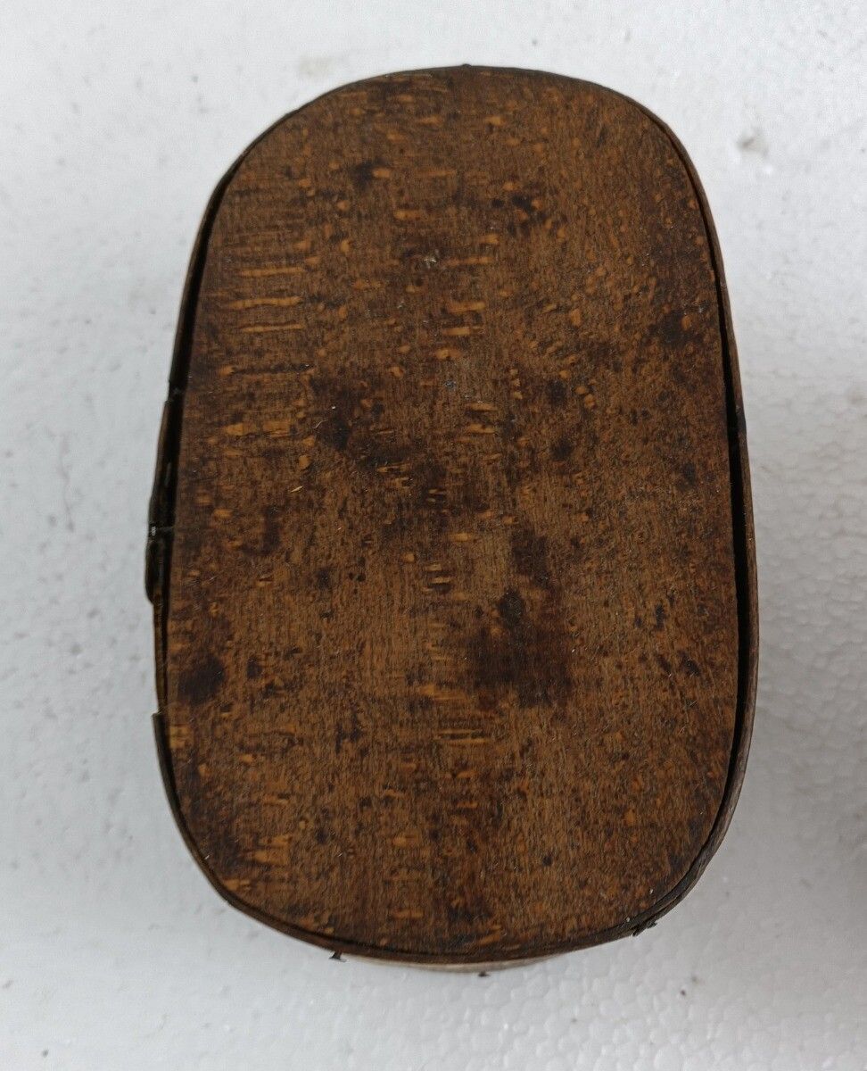 photo for sale Set Of Three Small Antique  Wooden Cheese Boxes  Bent Wood Primitive Htf Art Nou