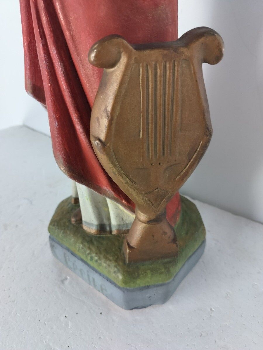 Large Statue Plaster Saint Cecilia Cecelia Martyr Patroness Musicians Collector photo buy
