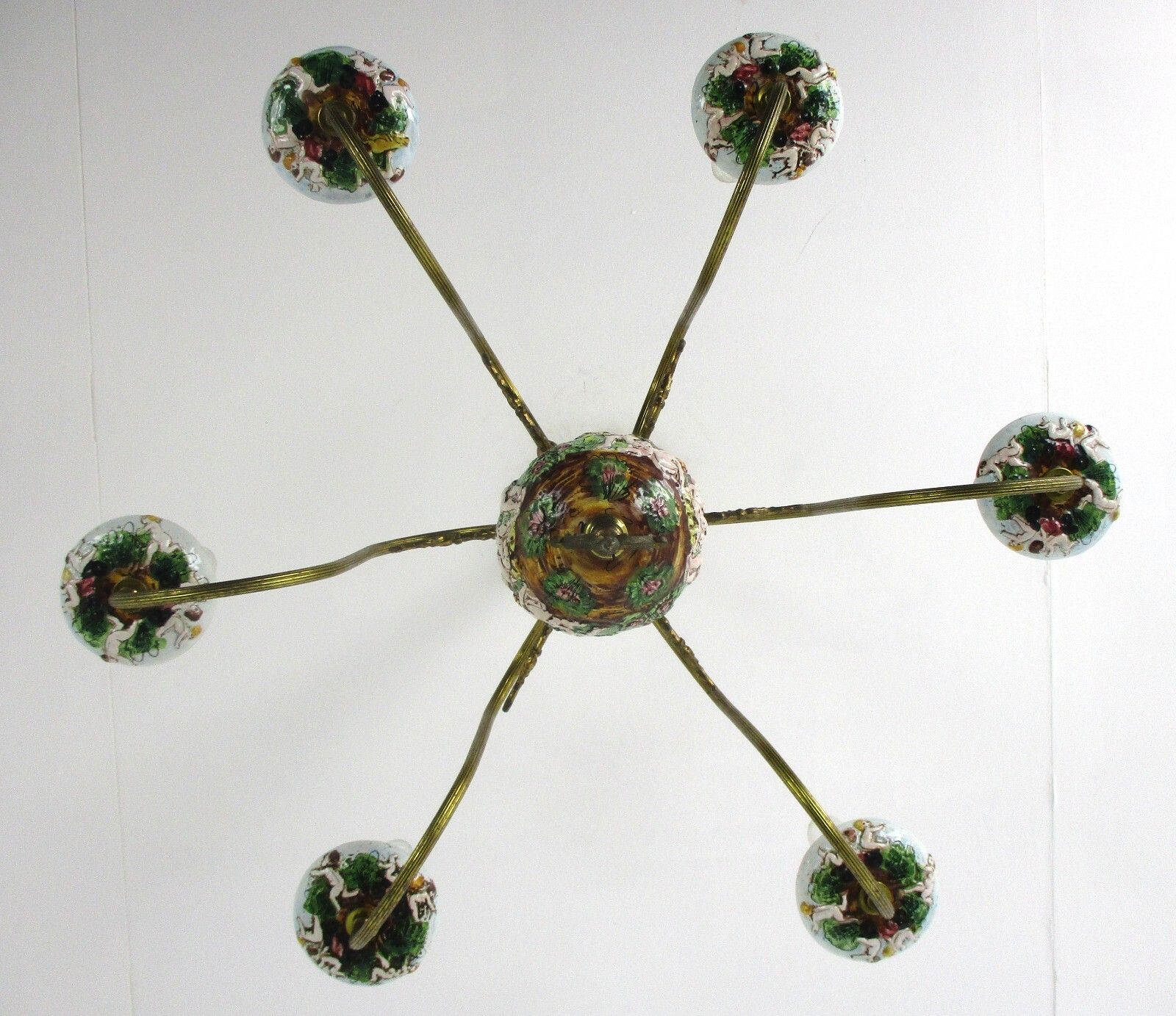 photo furniture Capodimonte Style Chandelier 6 Arm Italian Porcelain Gorgeous Putti Figurines