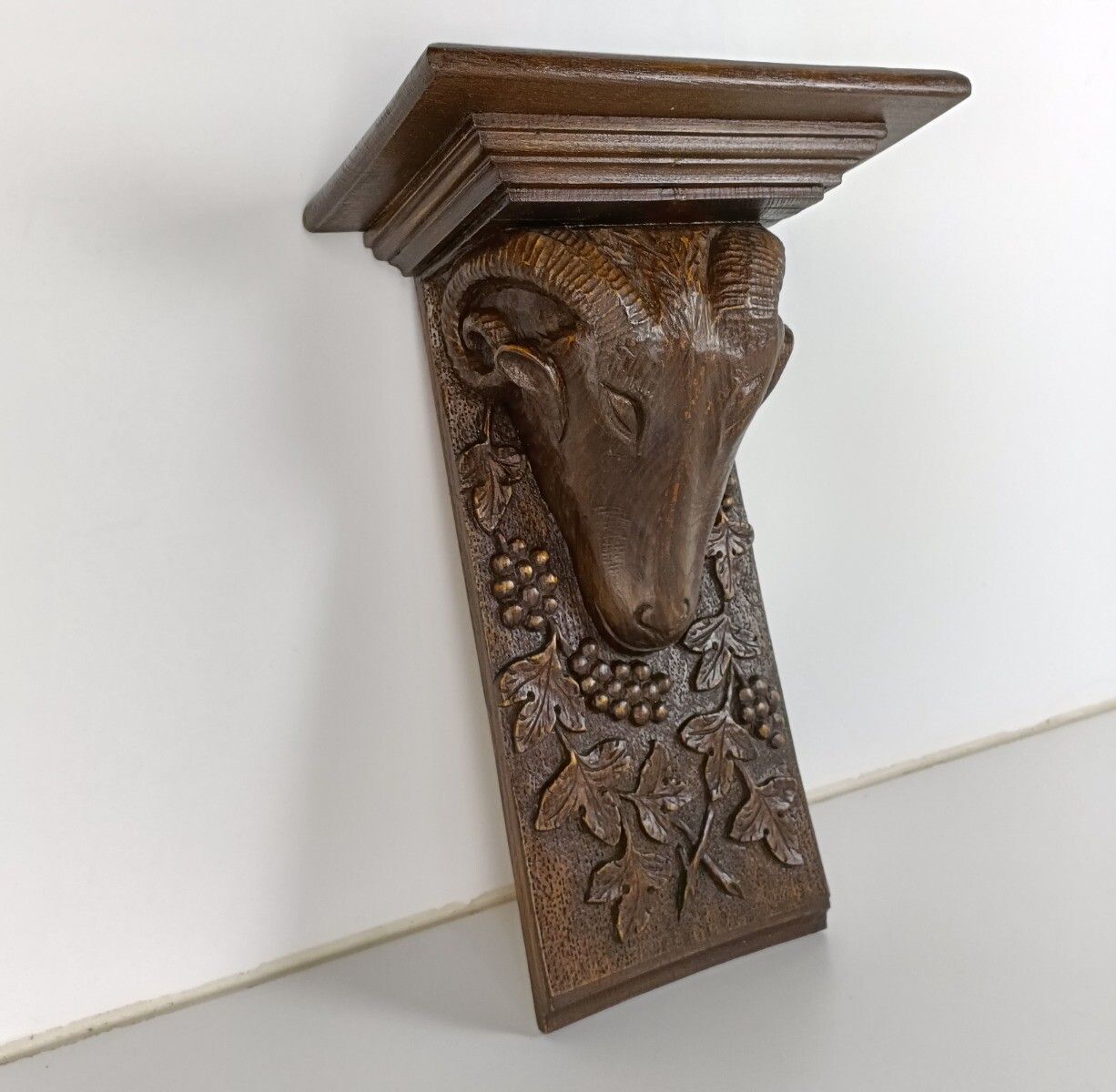 Hand Carved Wooden Wall Hall Console Table Ornate Ram Large Antique photo for sale