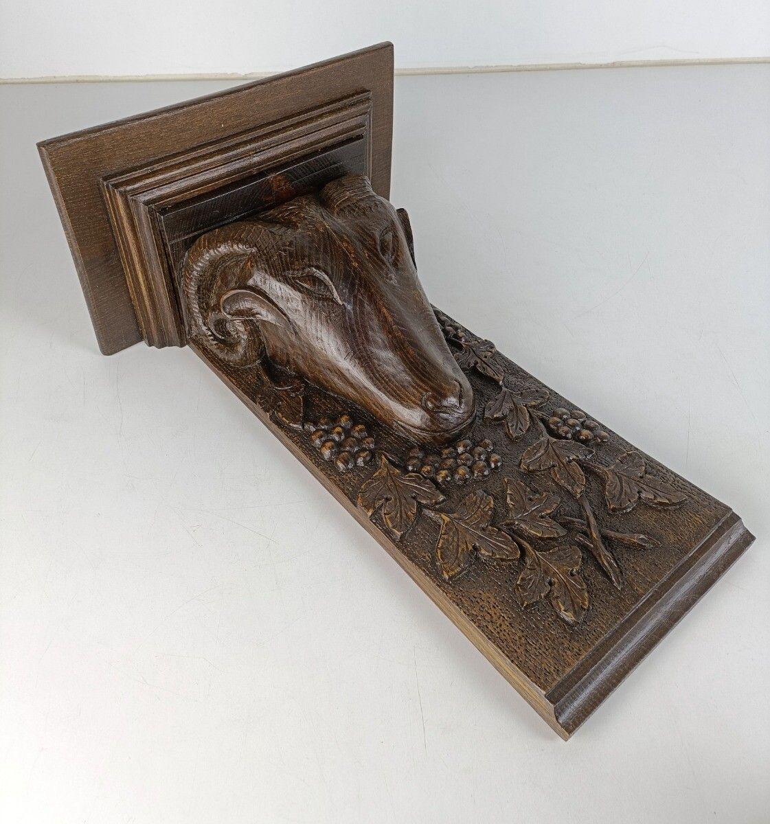 Hand Carved Wooden Wall Hall Console Table Ornate Ram Large Antique photo vinterior