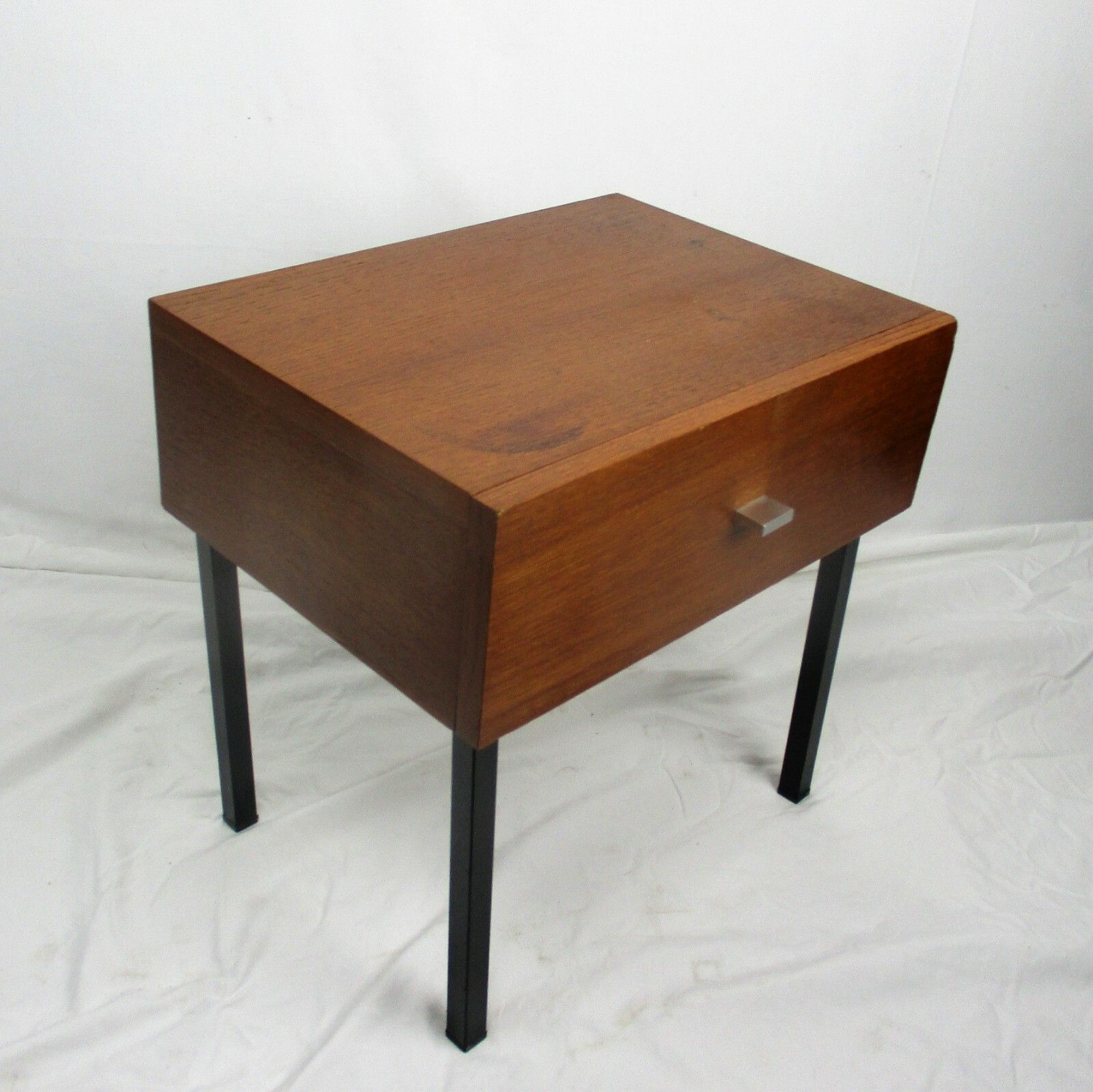 Vintage Funky Nightstand Wood Mid Century Danish Modern Style End Table Commode photo vinterior