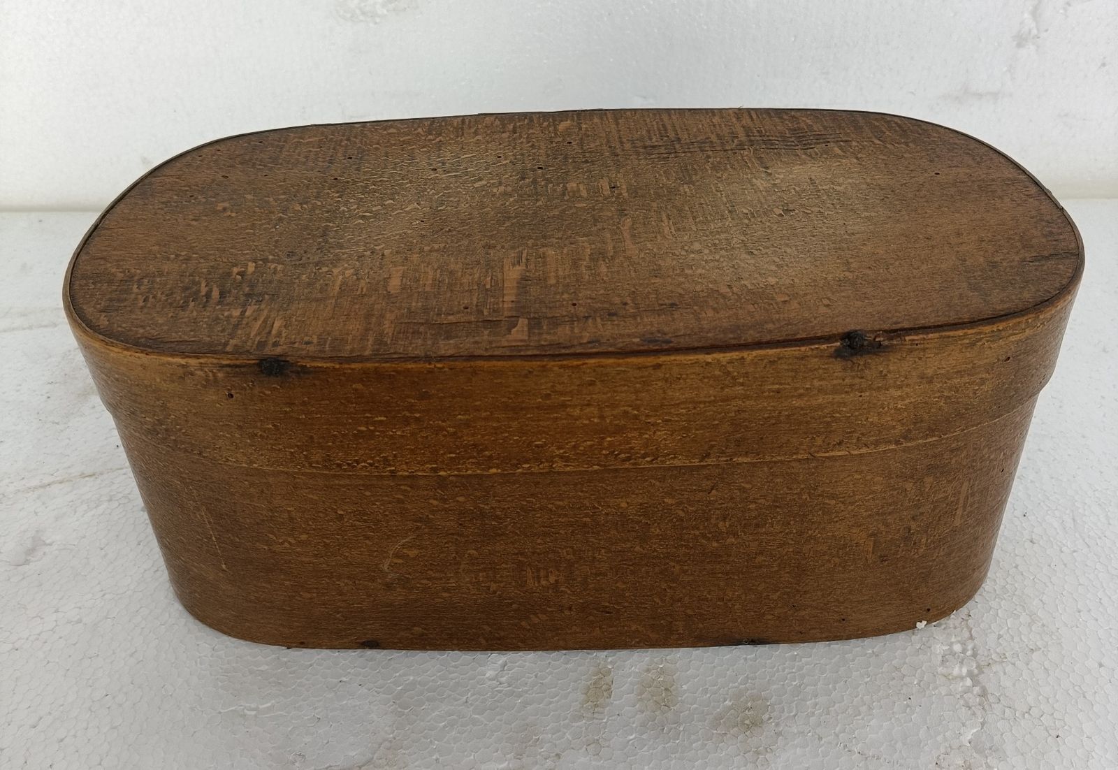 Antique Oval Wooden Cheese Box Bent Wood Primitive Htf Art Nouveau photo buy