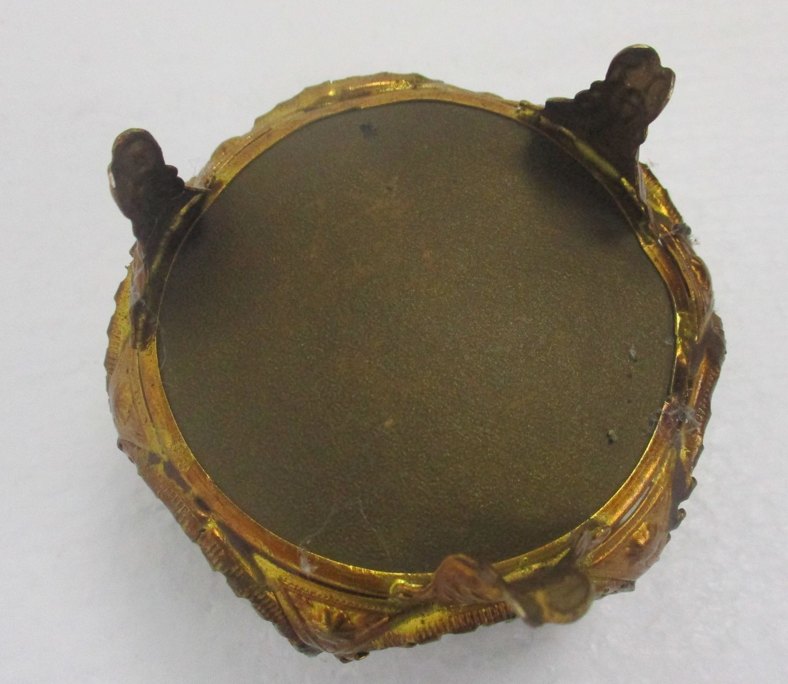 Brass Ornate  Glass Relic Jewelry Box Gorgeous Saint Hubert Church photo vinterior