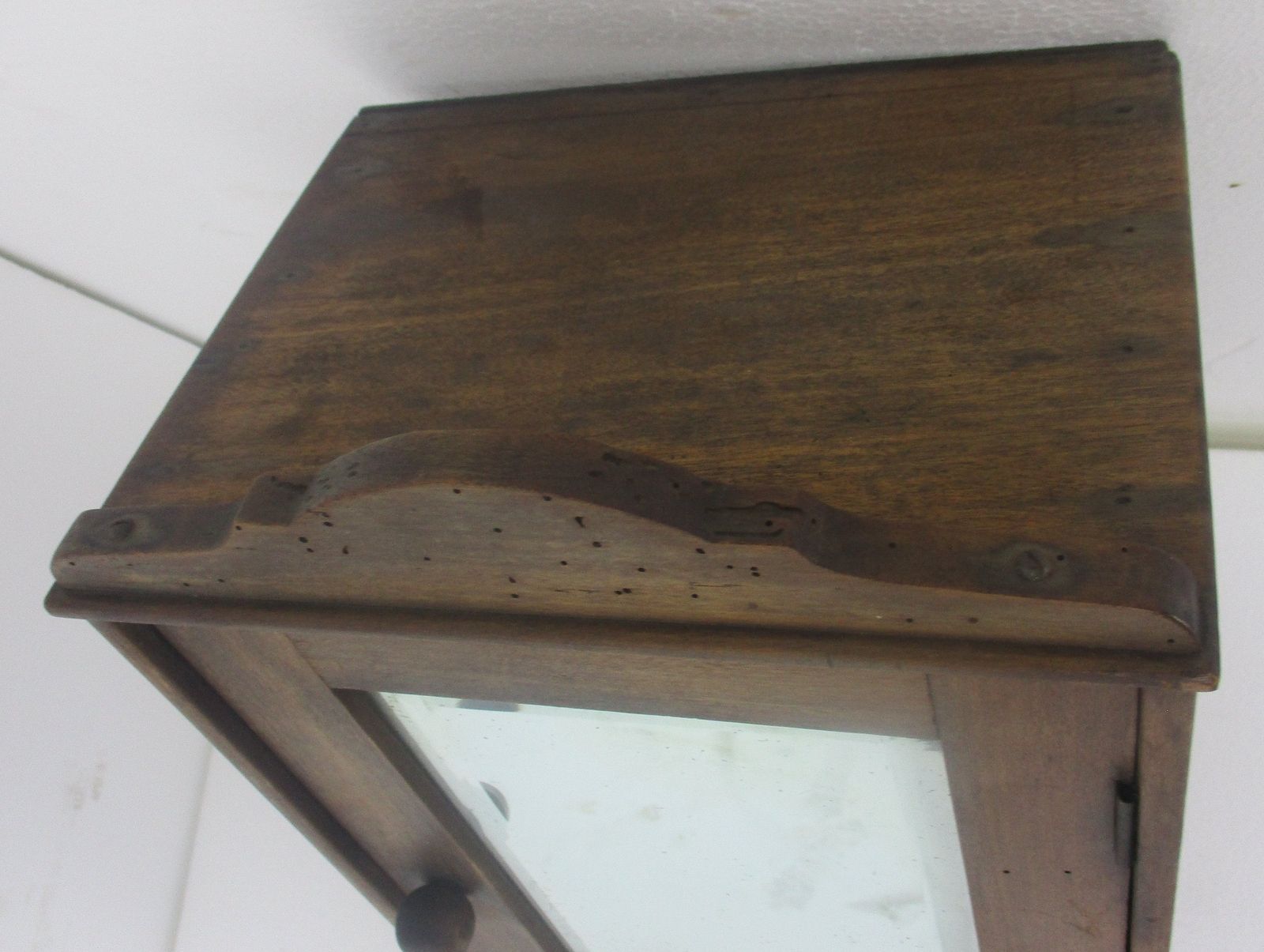 Small Kitchen Medicine Apothecary Bathroom Cabinet Carved Wood Beveled Glass Lov photo for sale