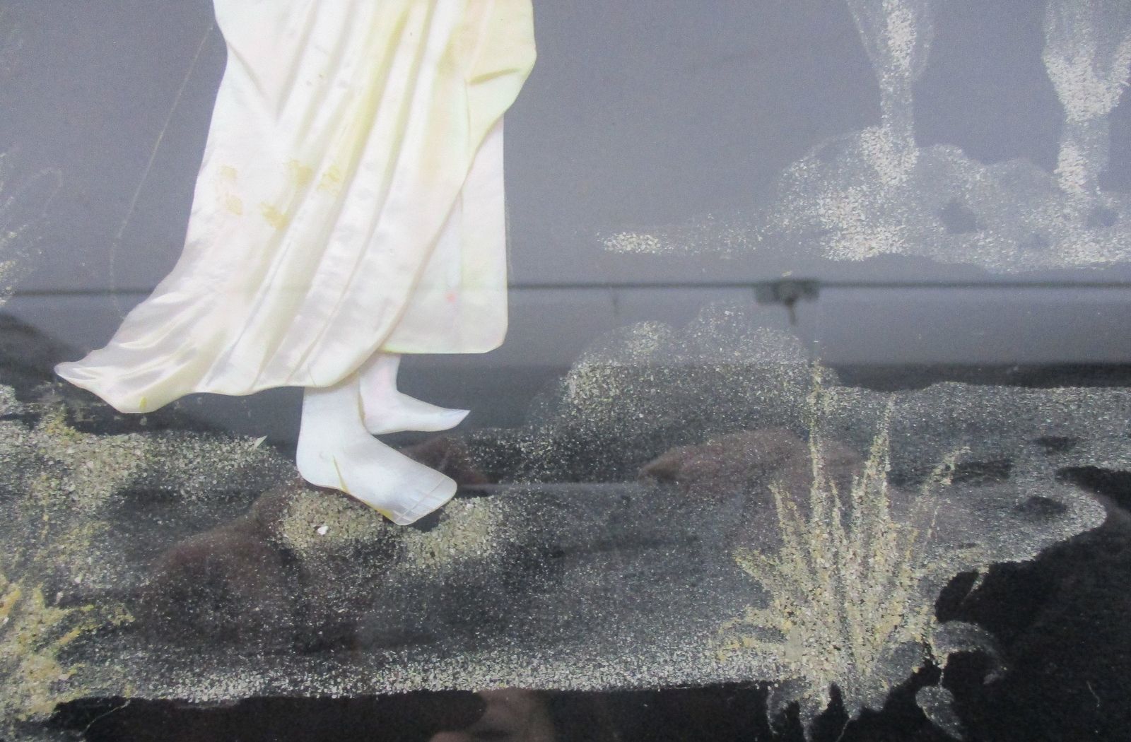 Shadow Box Shrine Wall Glass Panel Lovely Religious Scene Jesus Christ Carrying photo for sale