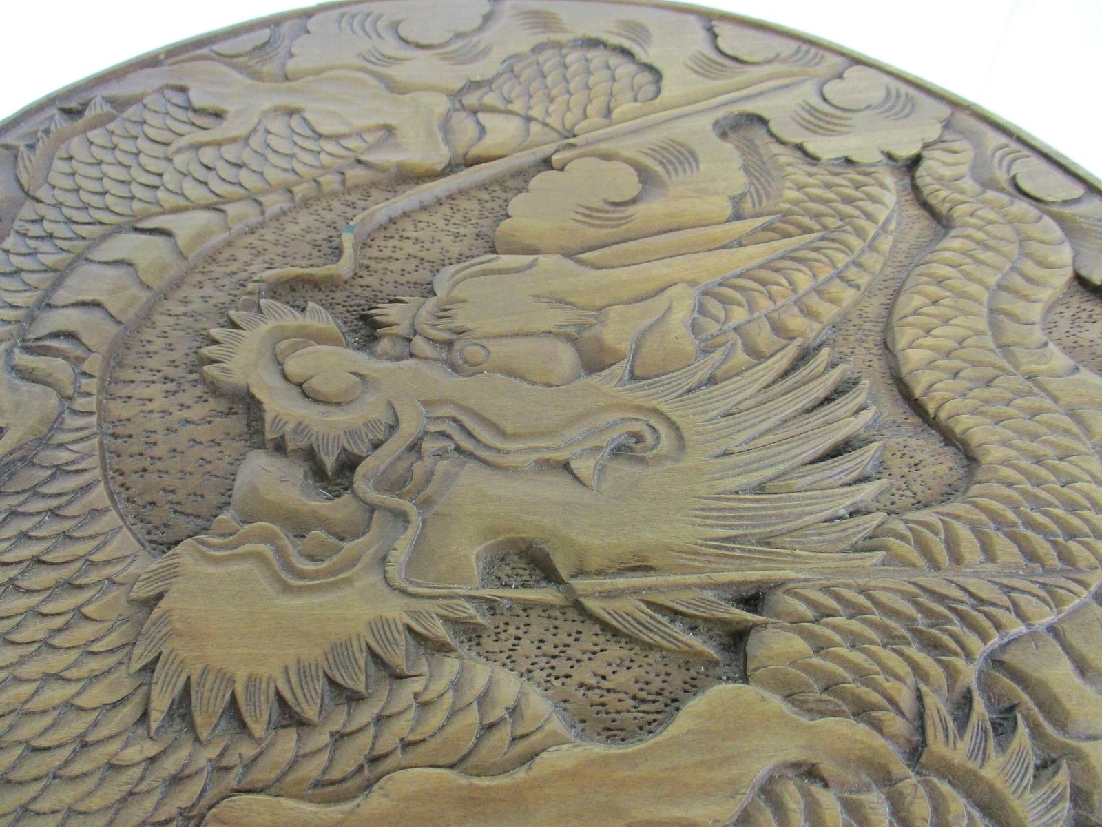 Gothic Asian Style Dragon Hand Carved Wood  Side Display Wine Table Pedestal Pla photo Furniture