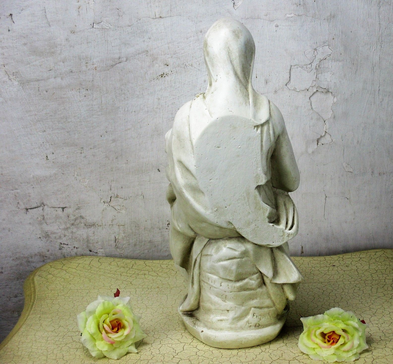 Large Lady Of Bruges Virgin Mary Madonna Della Sedia Seggiola Plaster Statue photo vintage