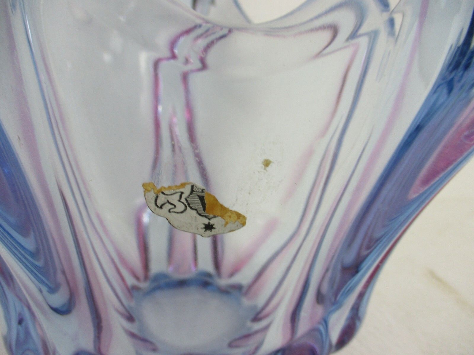 Italian Cranberry Blue Bowl Dish Centerpiece Murano Seguso Art Glass Modernist photo for sale
