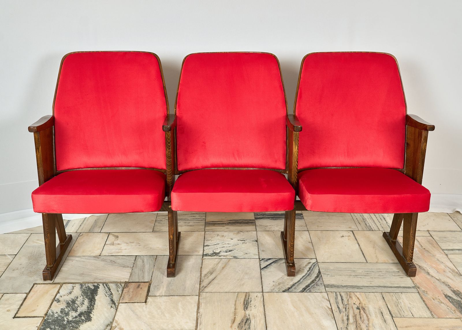 Cinema Armchairs  3 Seater Folding Chairs Czechoslovakia 1970s
