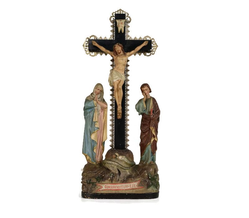 Calvary Crucifix Christ Crucifixion Mary Magdalene St John Consummatum  Est Plas