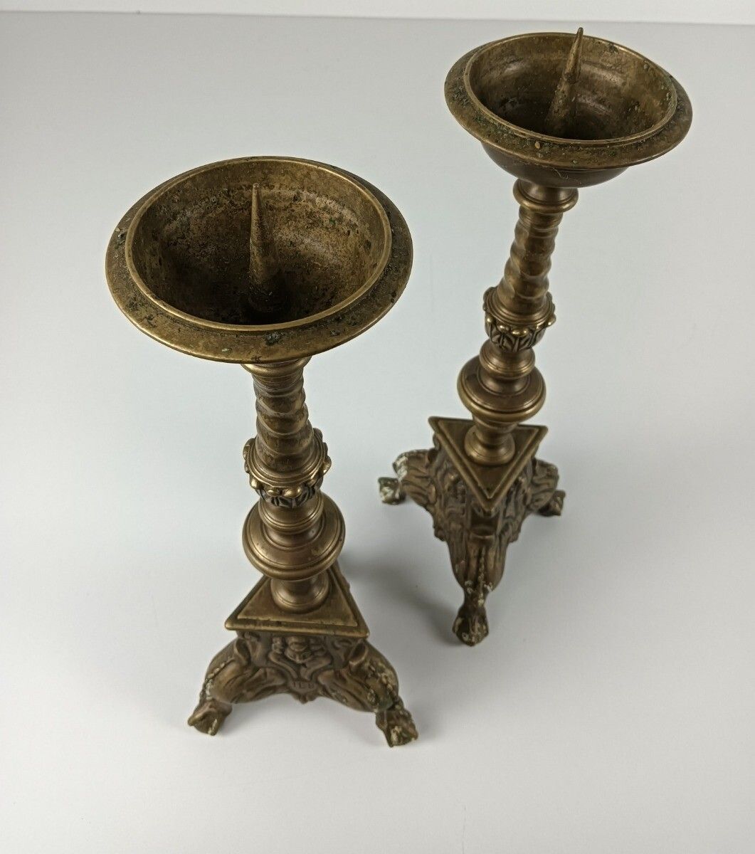 Candle Stick Candle Holders Brass Angel Faces Putti Eagle Legs Antique Couple Be photo vinterior