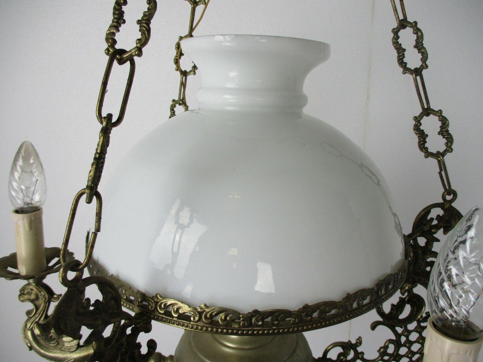 Gothic Dragons Delft Blue White Porcelain Chandelier Lampe Belge 4 Lights Wow photo vintage