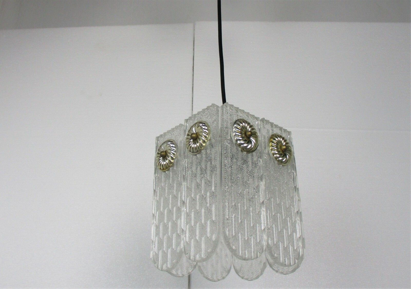 Chandelier Pendant 1 Light Frosted Ice Hard Plastic Germany German Vintage photo 108.0