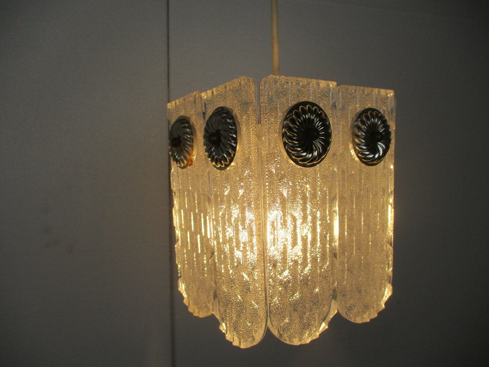 Chandelier Pendant 1 Light Frosted Ice Hard Plastic Germany German Vintage photo buy