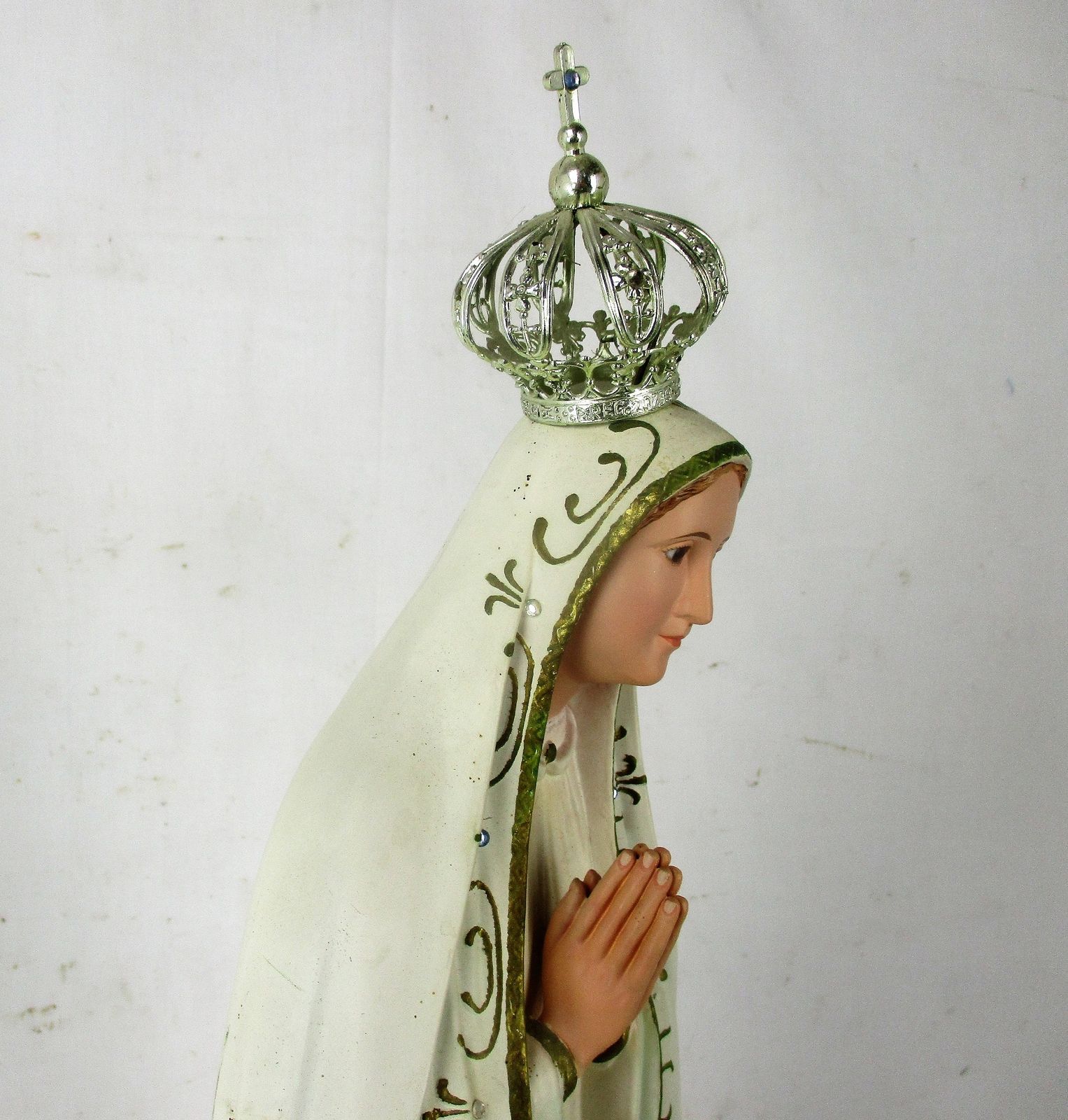 Large Statue Our Lady Fatima Portugal Resin Glass Eyes Lovely 29.92" photo vinterior