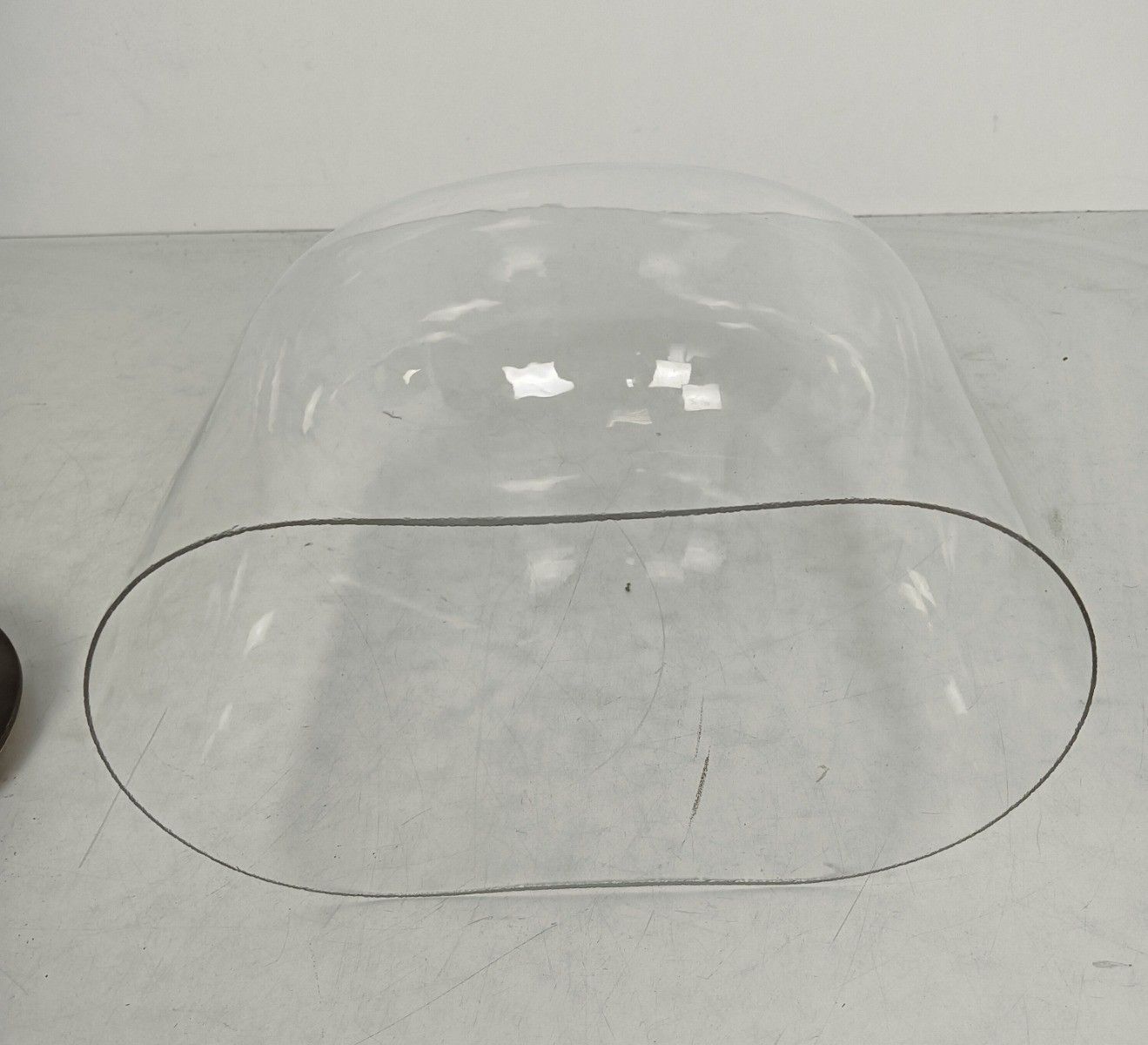 Antique Victorian Oval Hand Blown Glass Globe Dome Doll Clock 13.77"H 12.59"W6.2 photo for sale