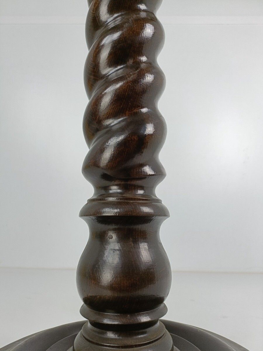 photo for sale Hand Carved Wood Barley Twist Pedestal Display Side Table Plant Stand Barn Farmh