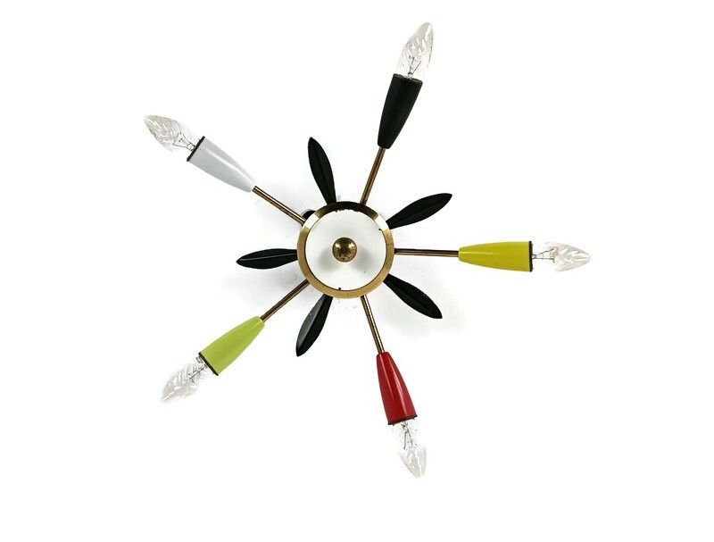 Stilnovo Sputnik Spider Chandelier 5  Lights Arm Vintage Retro Funky Pop Art Sty