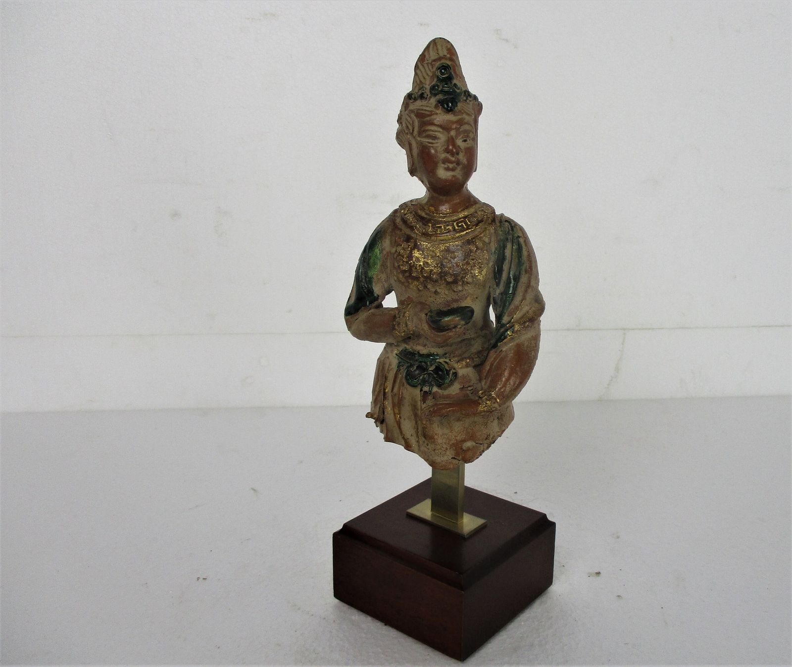 Statue Buddha Ornate Buddha Temple Good Fortune Terra Cotta On Wooden Base Lovel photo furniture