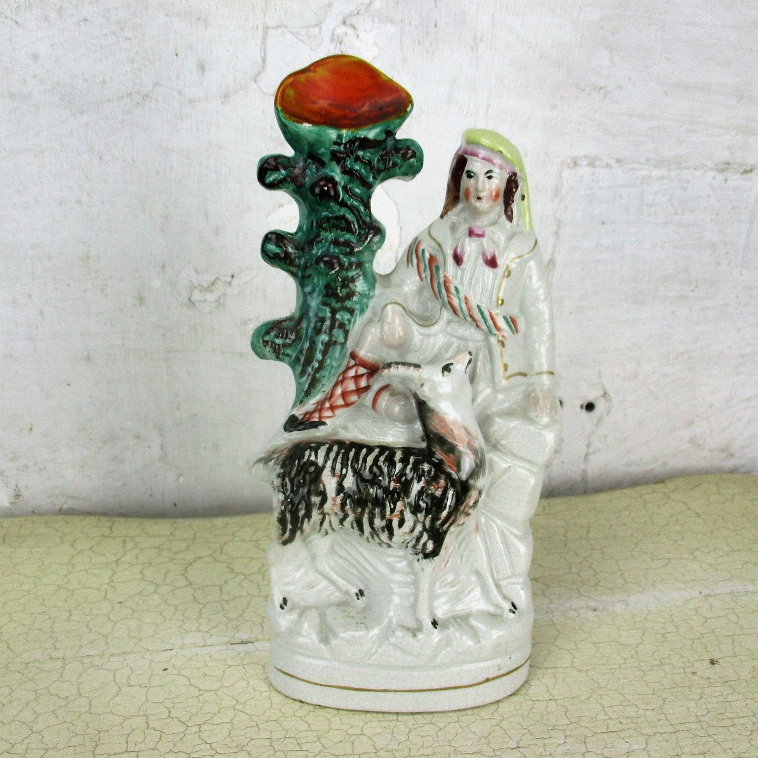 Antique Staffordshire  Porcelain Pottery Figurine Statue  Young Man Hunter Deer photo furniture