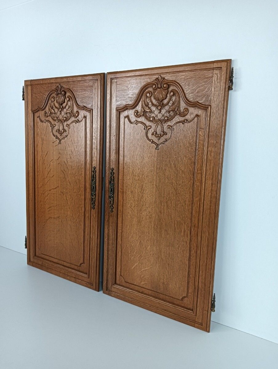 Antique Door Panels Couple Louis XV Style Hand Carved Architectural Salvaged Rec photo for sale