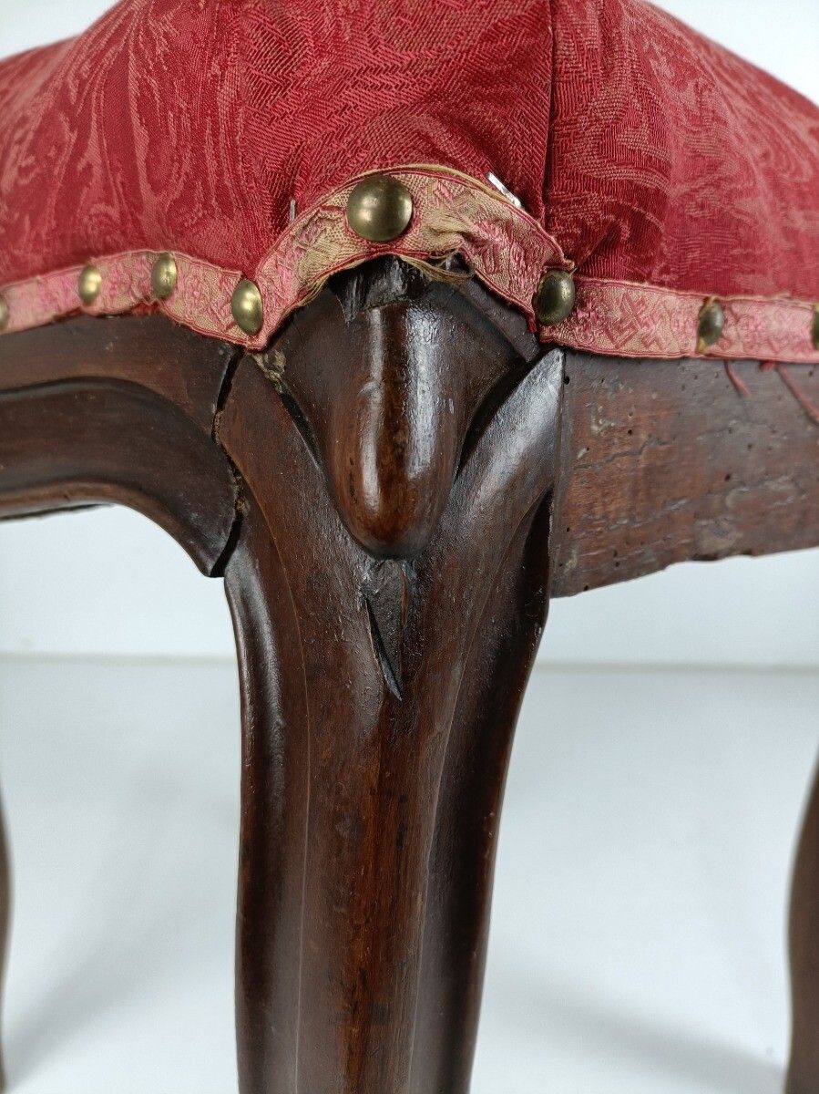 Antique Footstool Ottoman Wooden Legs Foot Rest 19th Century Louis XV Style photo buy