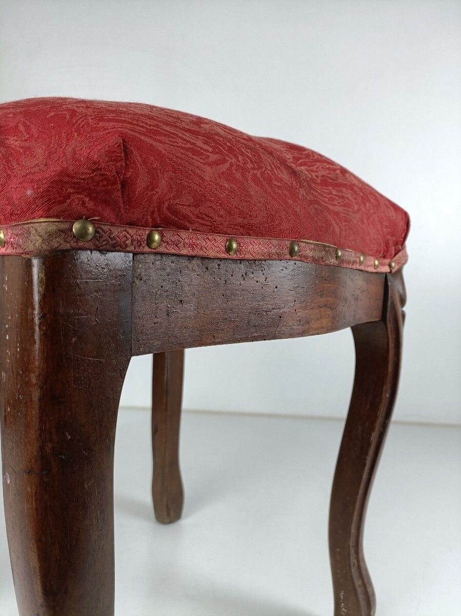 photo for sale Antique Footstool Ottoman Wooden Legs Foot Rest 19th Century Louis XV Style