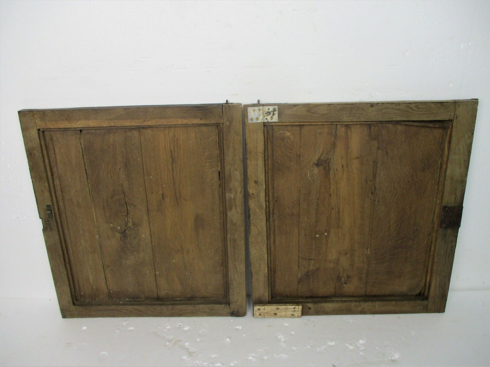 Pair Antique Hand Carved Oak Pheasants  Door Panels Reclaimed Architectural photo vintage