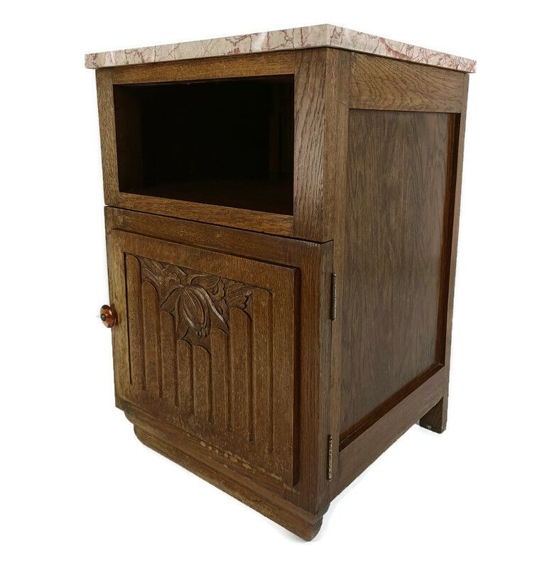 Antique Art Deco Art Nouveau  Marble Top Side Cabinet End Table Nightstand  Barn