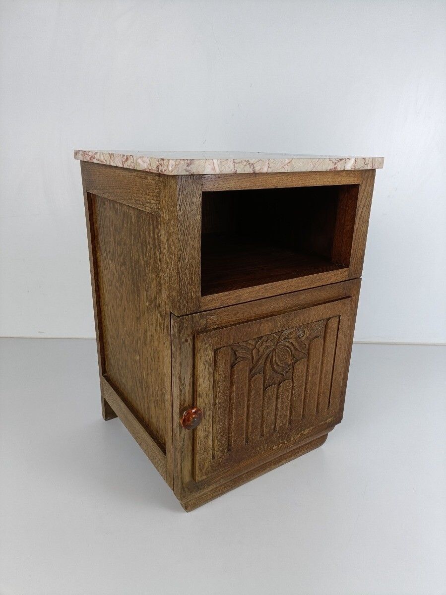 Antique Art Deco Art Nouveau  Marble Top Side Cabinet End Table Nightstand  Barn photo for sale