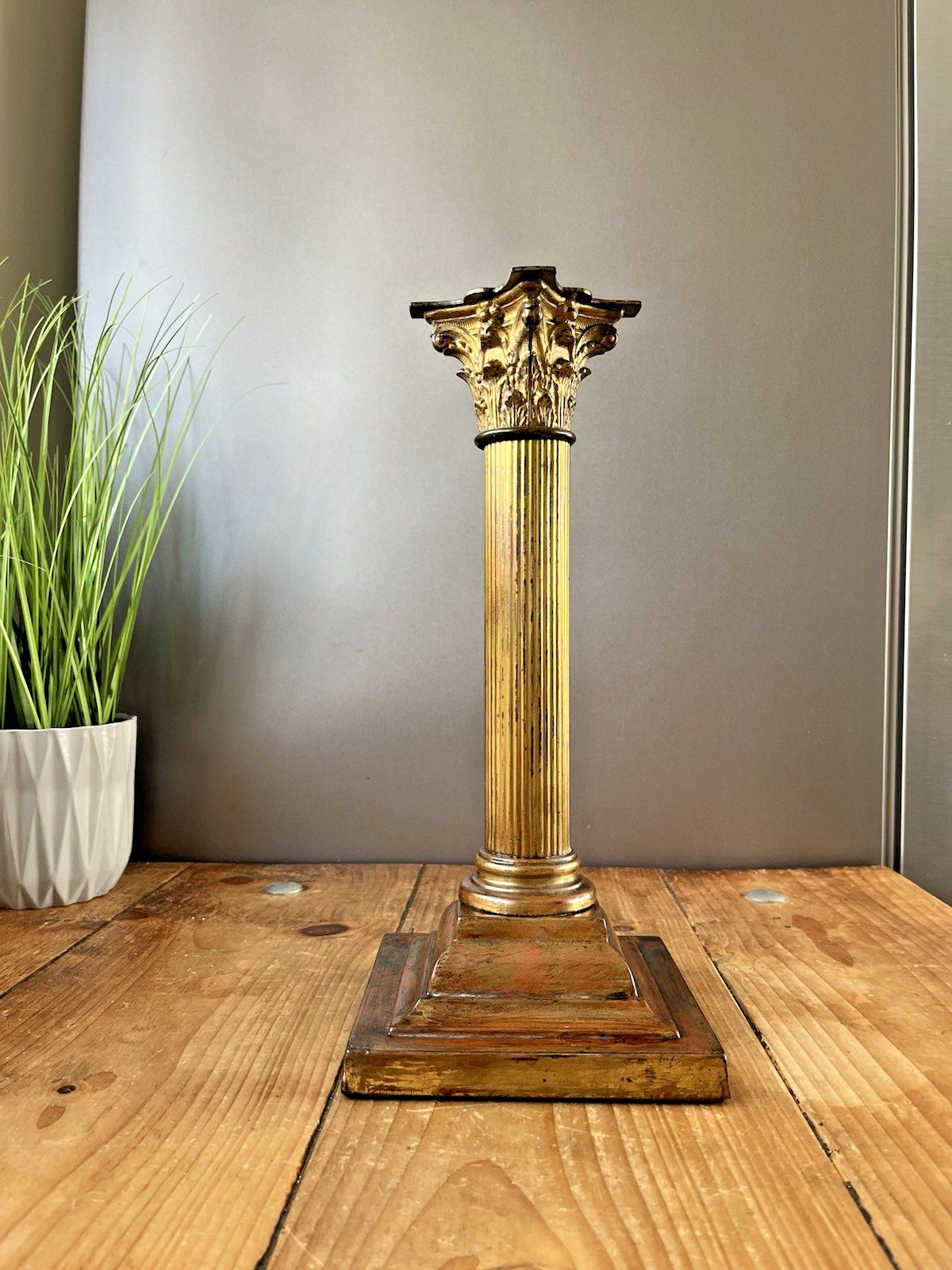 Large Antique Corinthian Column Table Oil Burner Lamp Acanthus Old Country House photo furniture