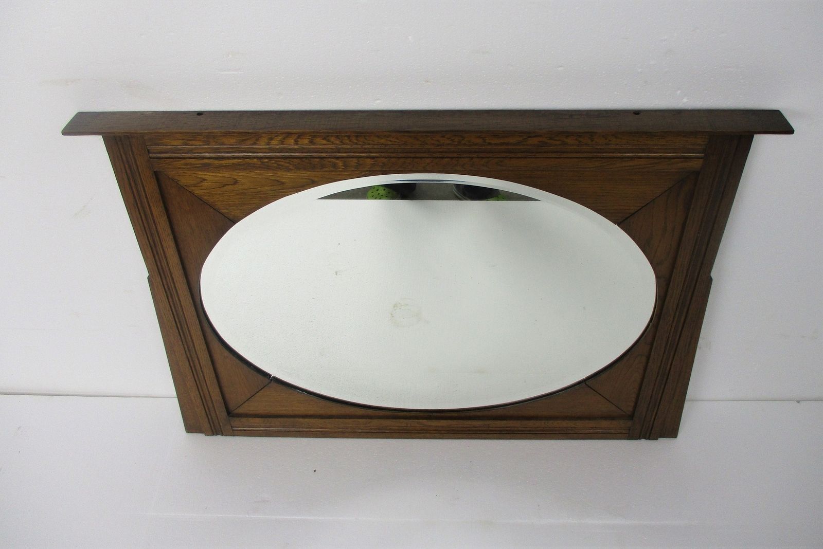 Large Mirror Ornate Beveled Glass Wooden Frame Headpiece Pediment Reclaimed Gorg photo Home Decor