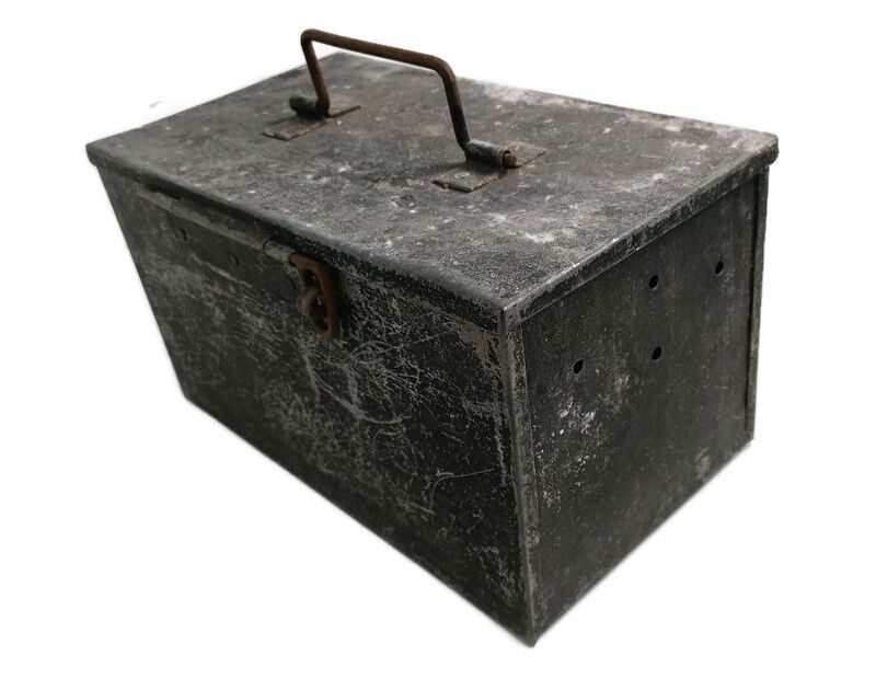 Merchant Cash Chest Money Box Old Hand Crafted Iron Antique Primitive  1800s