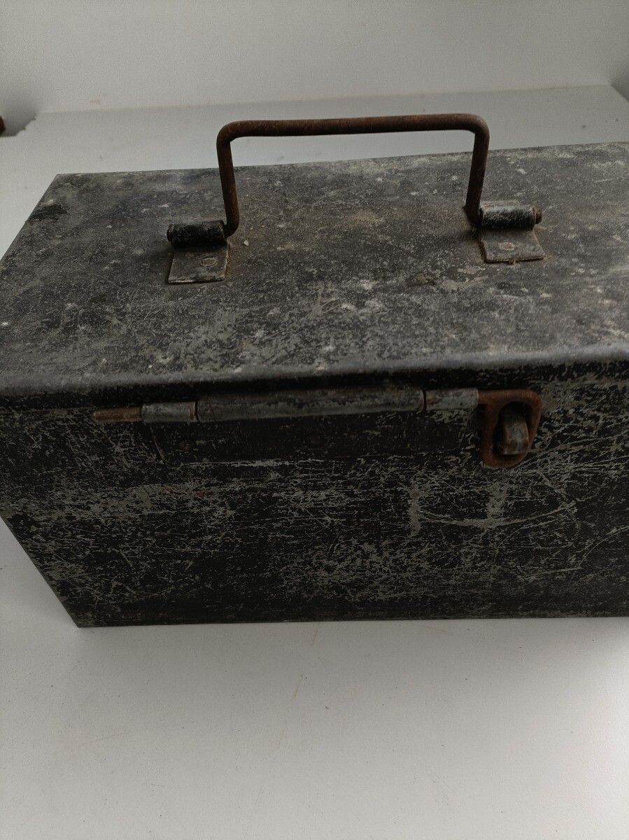 Merchant Cash Chest Money Box Old Hand Crafted Iron Antique Primitive  1800s photo for sale