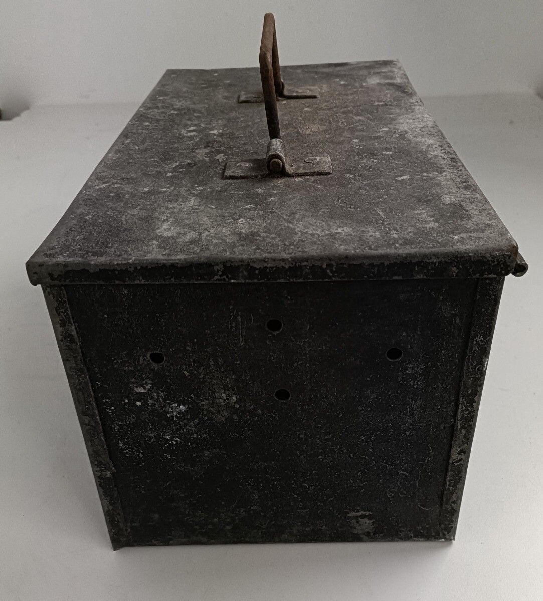 Merchant Cash Chest Money Box Old Hand Crafted Iron Antique Primitive  1800s photo vintage
