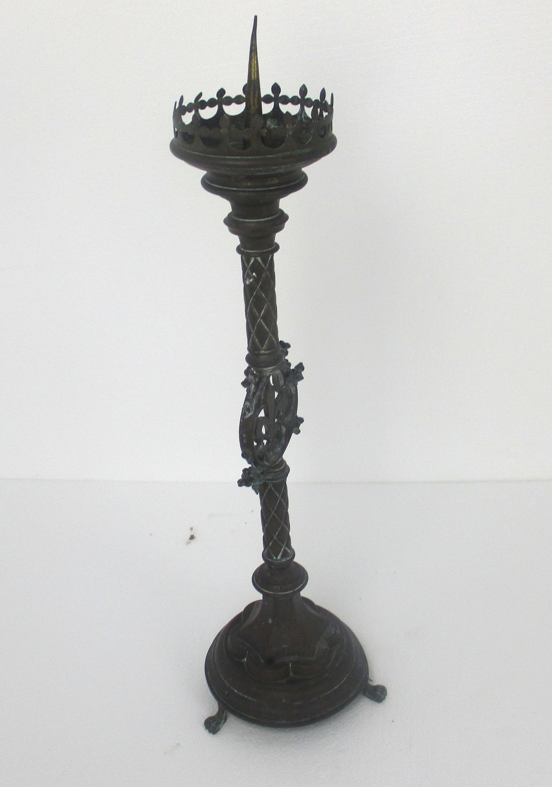 Antique Candle Holder Candle Stick Church  Chapel Altar Monastery Brass Gothic B photo vinterior