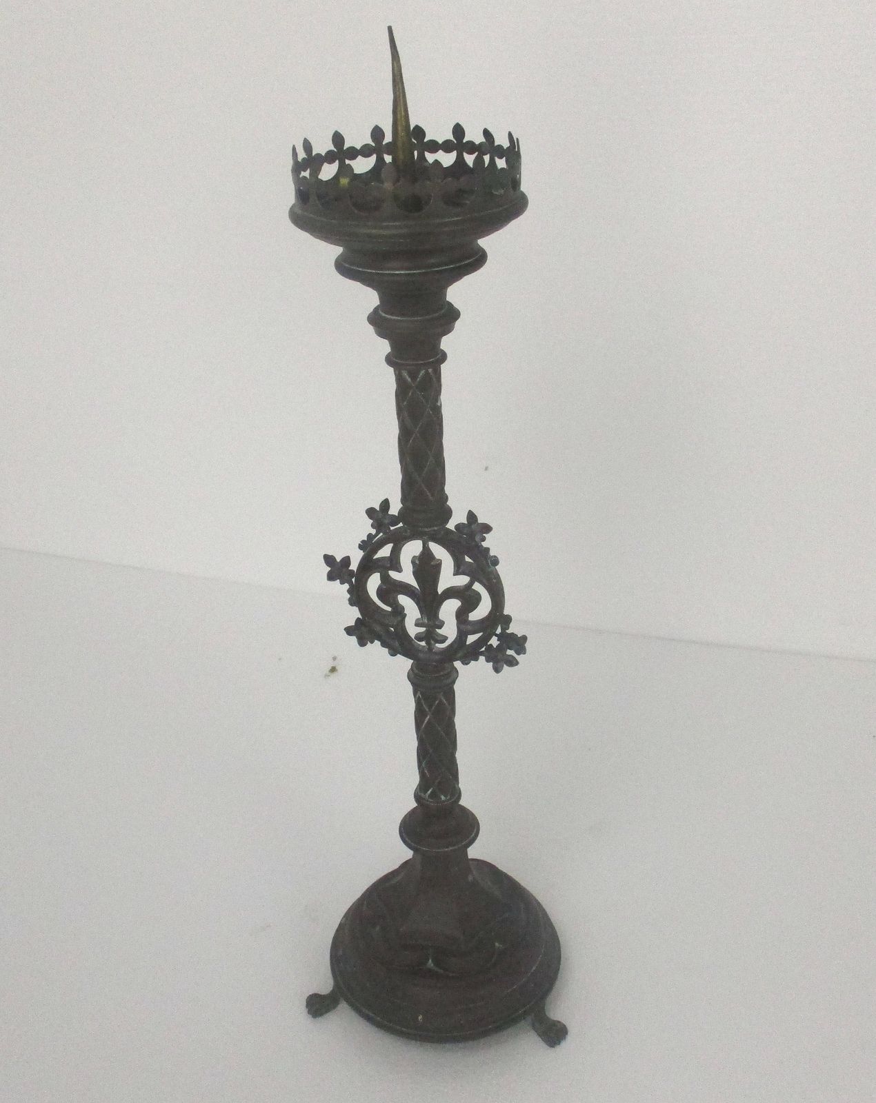 Antique Candle Holder Candle Stick Church  Chapel Altar Monastery Brass Gothic B photo buy
