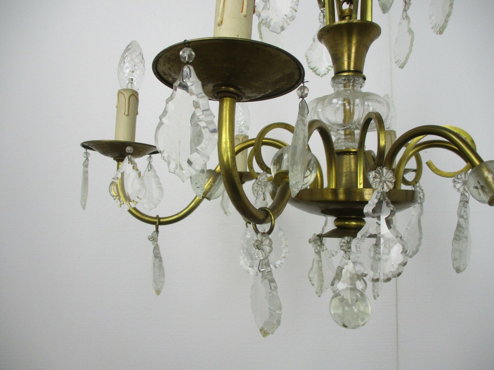 6 Arm Lights Pan Chandelier Revival French Empire Style Brass Ornate Prisms Wow photo 352.0