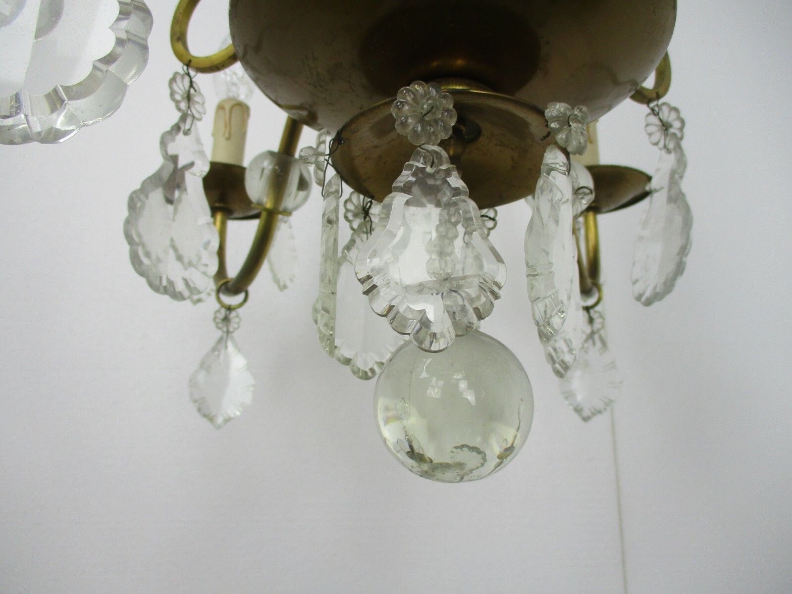 6 Arm Lights Pan Chandelier Revival French Empire Style Brass Ornate Prisms Wow photo vinterior