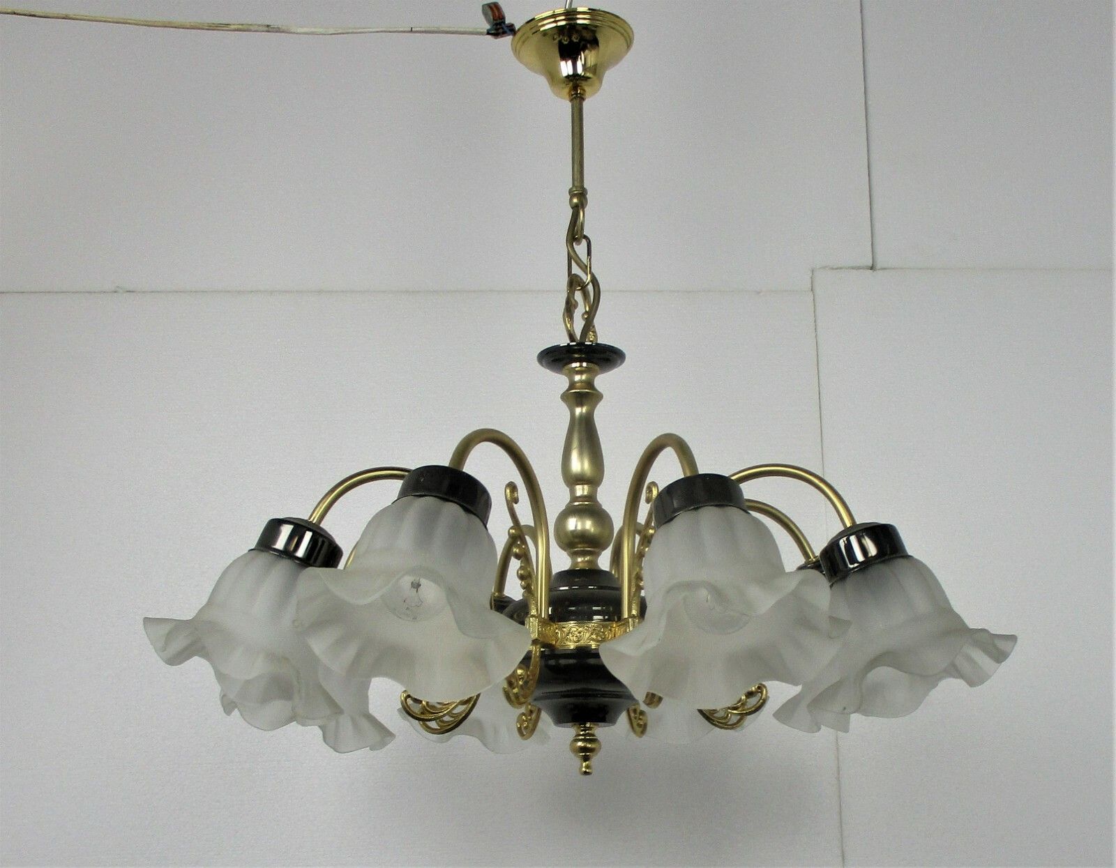 8 Arm Lights Chandelier Revival French Empire Style Brass Tulip Shades Lovely photo 352.0