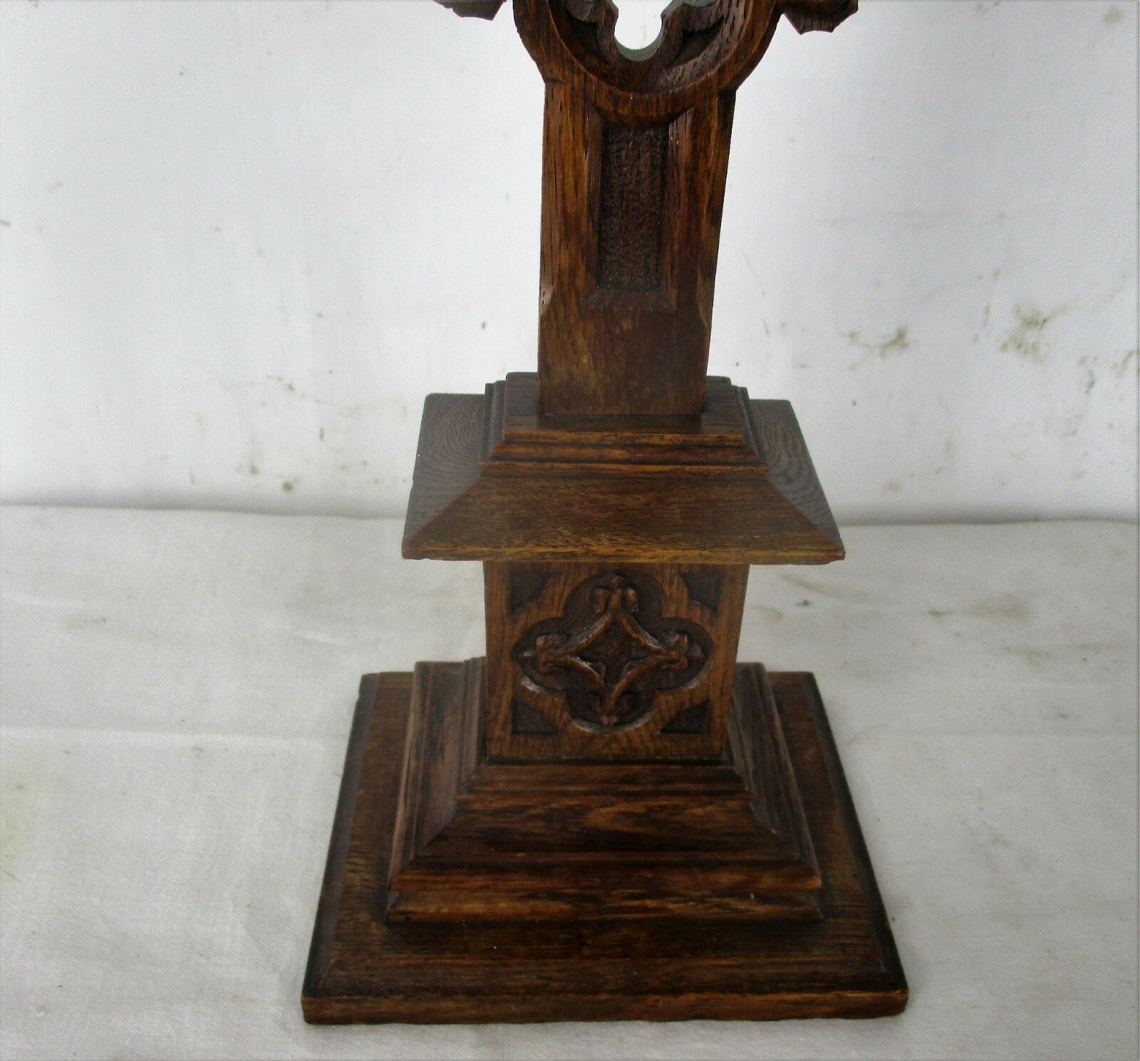 French Standing Crucifix Corpus Christi Hand Carved Wood Oak Plaster Art Piece photo for sale