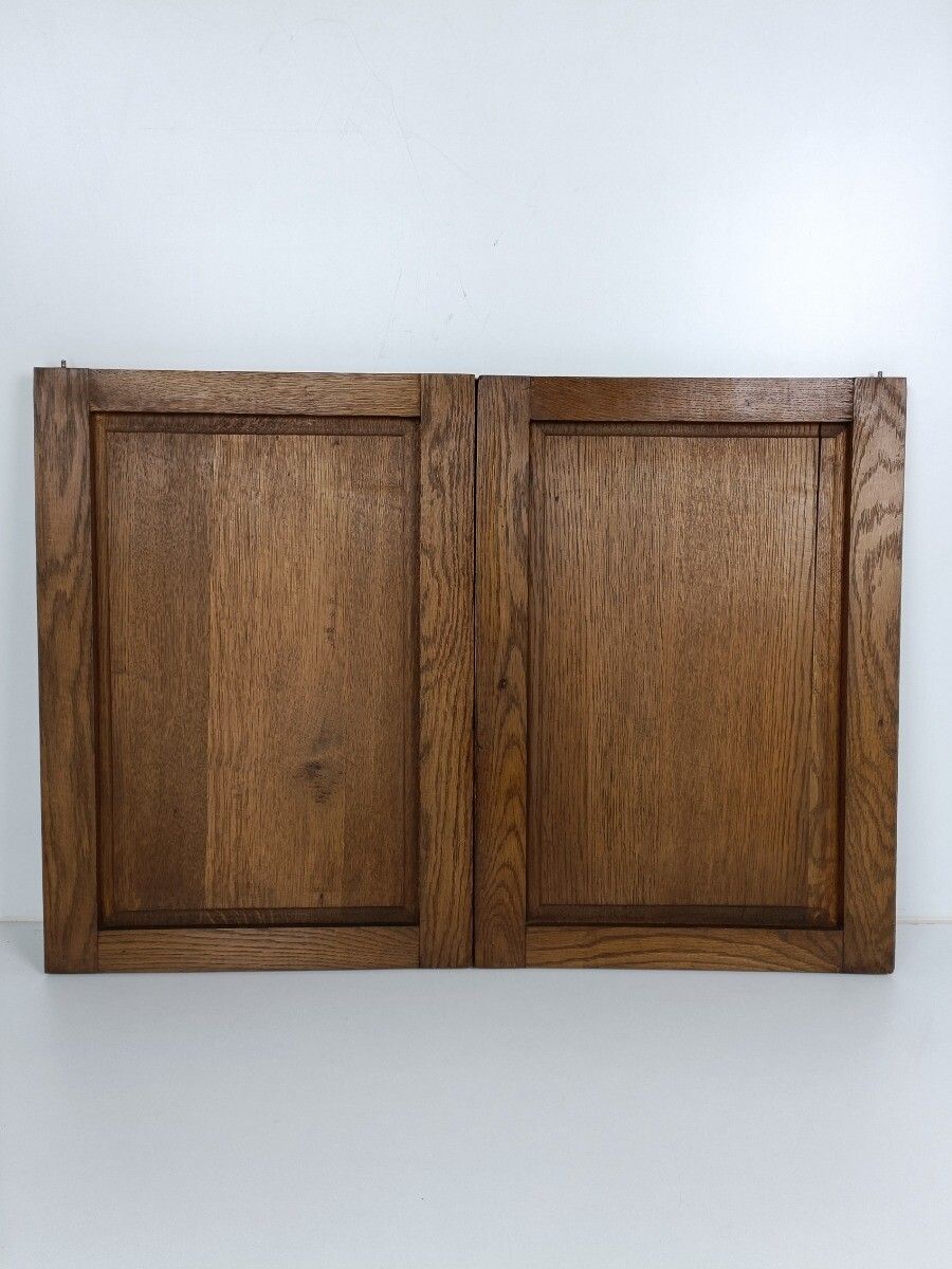photo furniture Pair Antique French Hand Carved Wood Oak Door Panels Reclaimed Architectural Bas