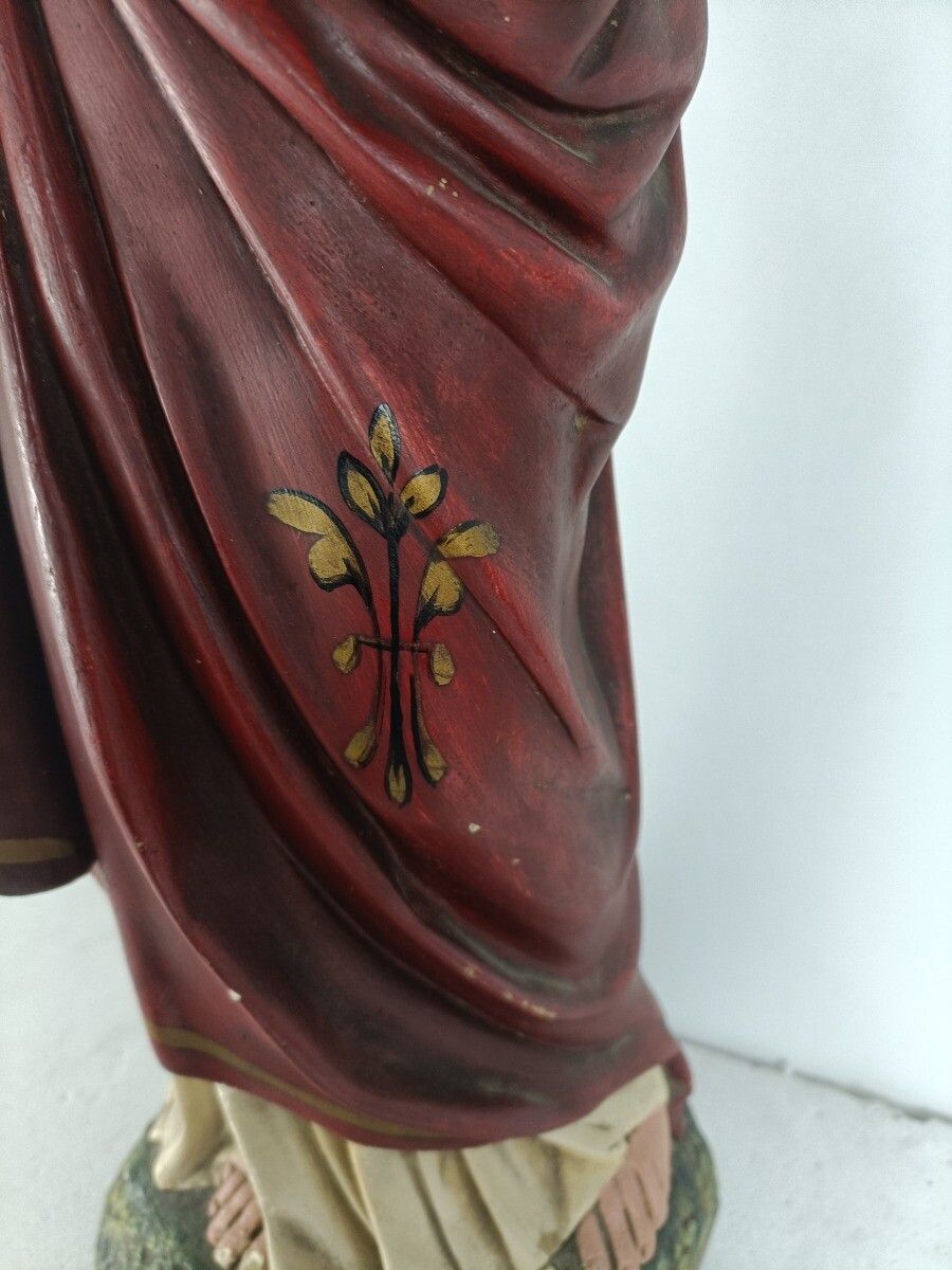 Large Neo Gothic Statue Jesus Christ Holy Sacred Heart Plaster Antique photo for sale