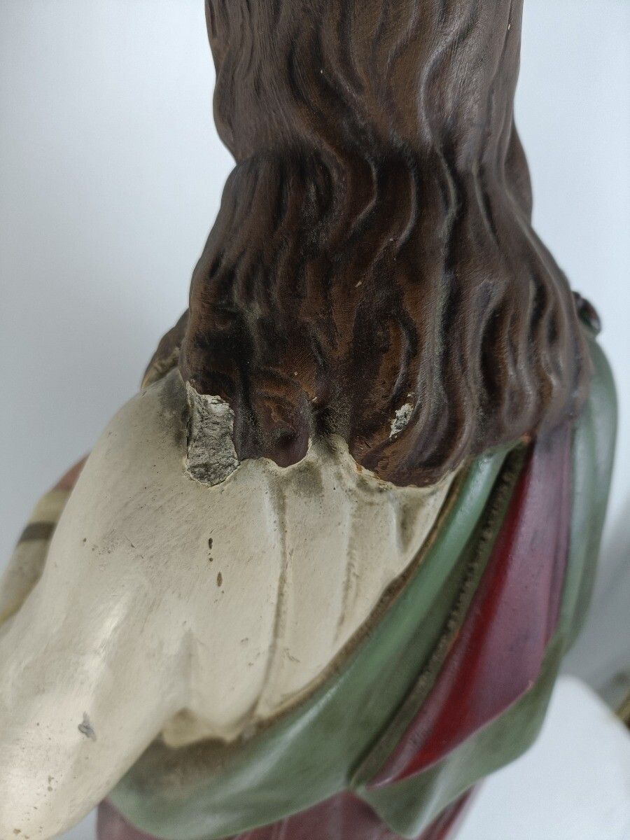 Large Neo Gothic Statue Jesus Christ Holy Sacred Heart Plaster Antique photo buy