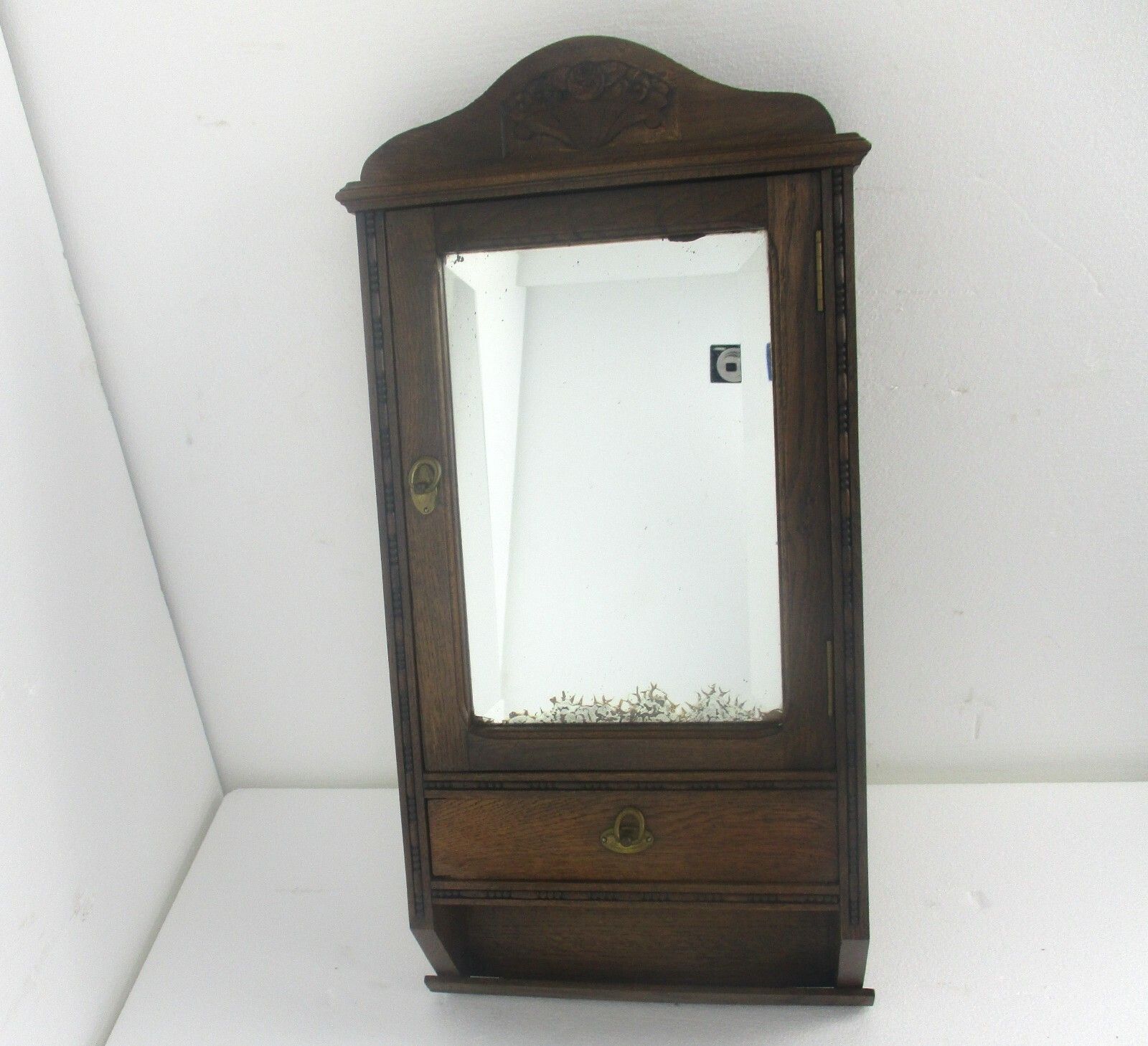 Apothecary Bathroom Medicine Kitchen Cabinet  Ornate Carved Wood Beveled Glass photo furniture