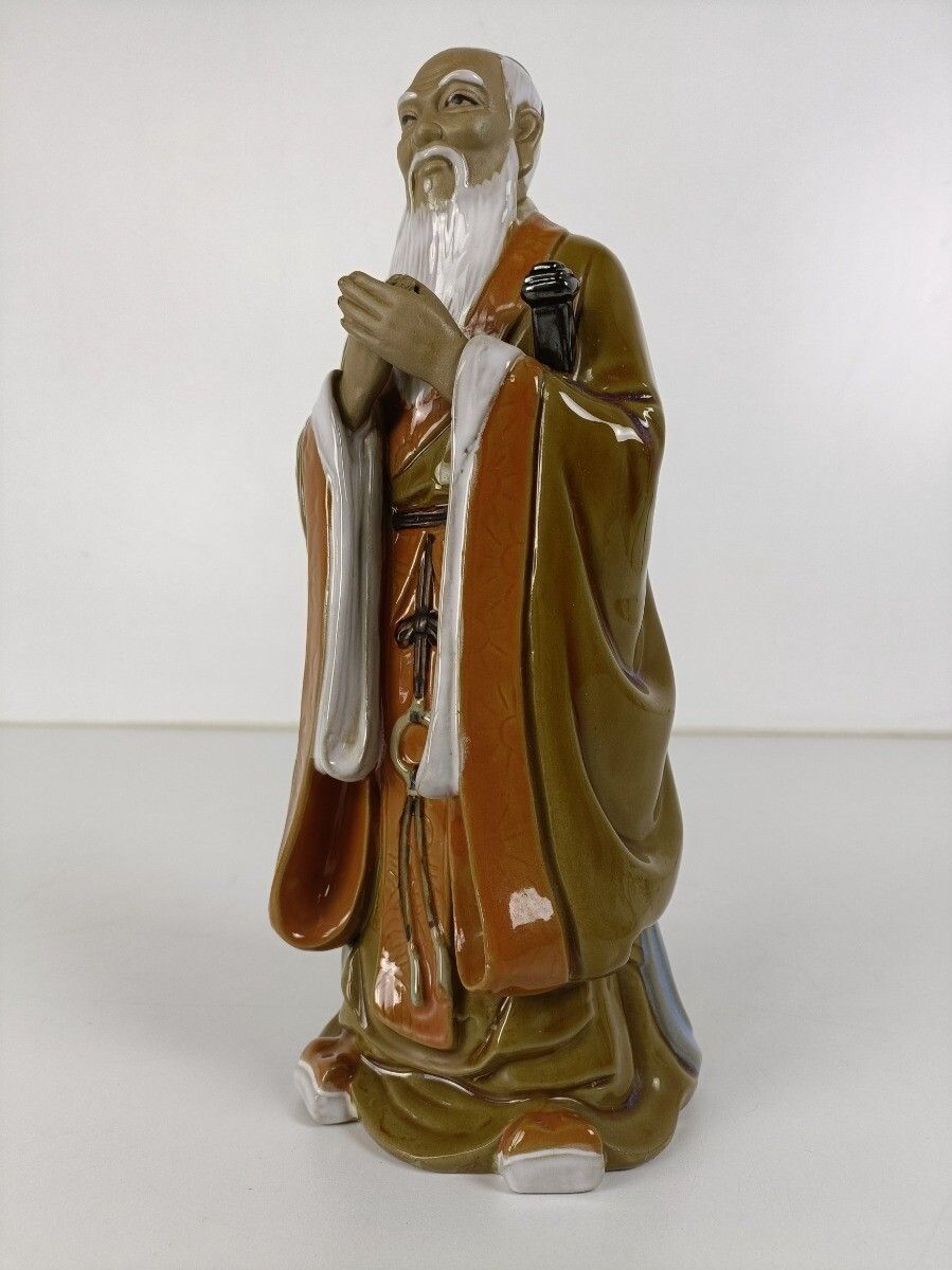 Wanjiang Chinese Mudmen Vintage Shiwan Confucius  Mud Men  Figurine Statue Potte photo vinterior